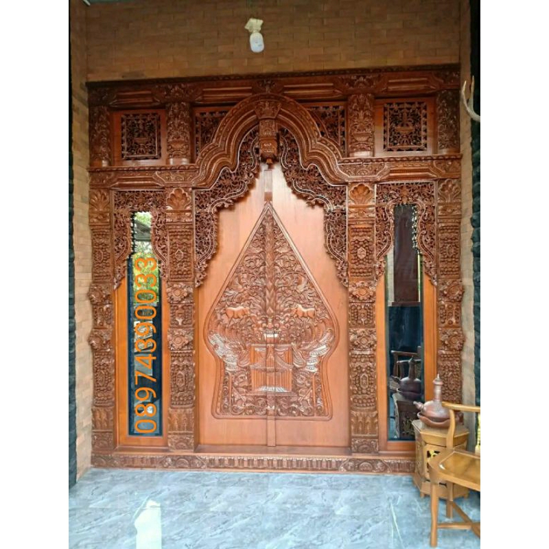 Pintu Gebyok Motif Wayang Kelir, Pintu Gebyok Jendela ram kaca