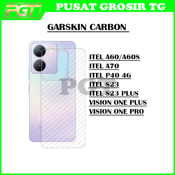 ANTI GORES BELAKANG HP SKIN CARBON ITEL A60 A60S A70 P40 4G S23 S23 PLUS VISION ONE PLUS ONE PRO