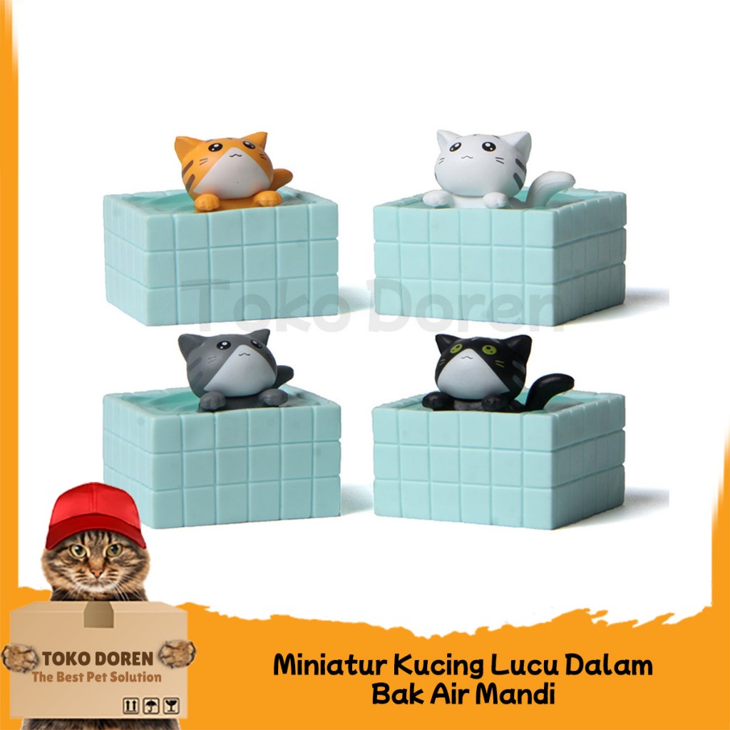 Miniatur Kucing Lucu Dalam Bak Air Mandi