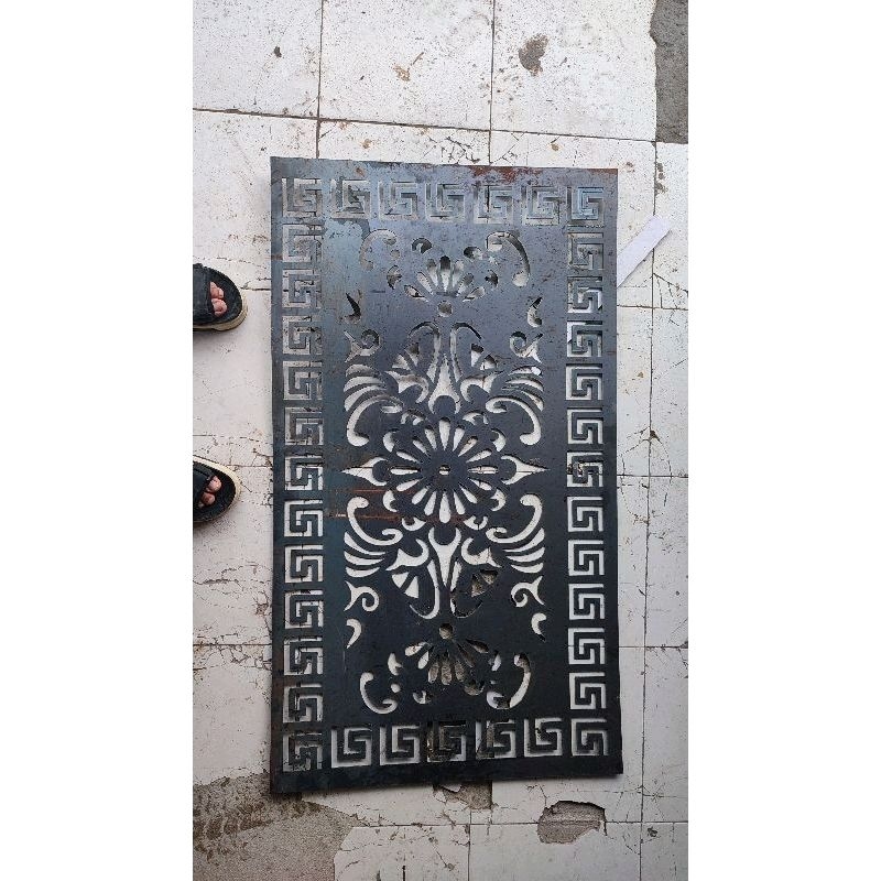 Ornamen Pagar Plat cutting cnc plasma untuk pagar ukuran 120cm x 60 cm