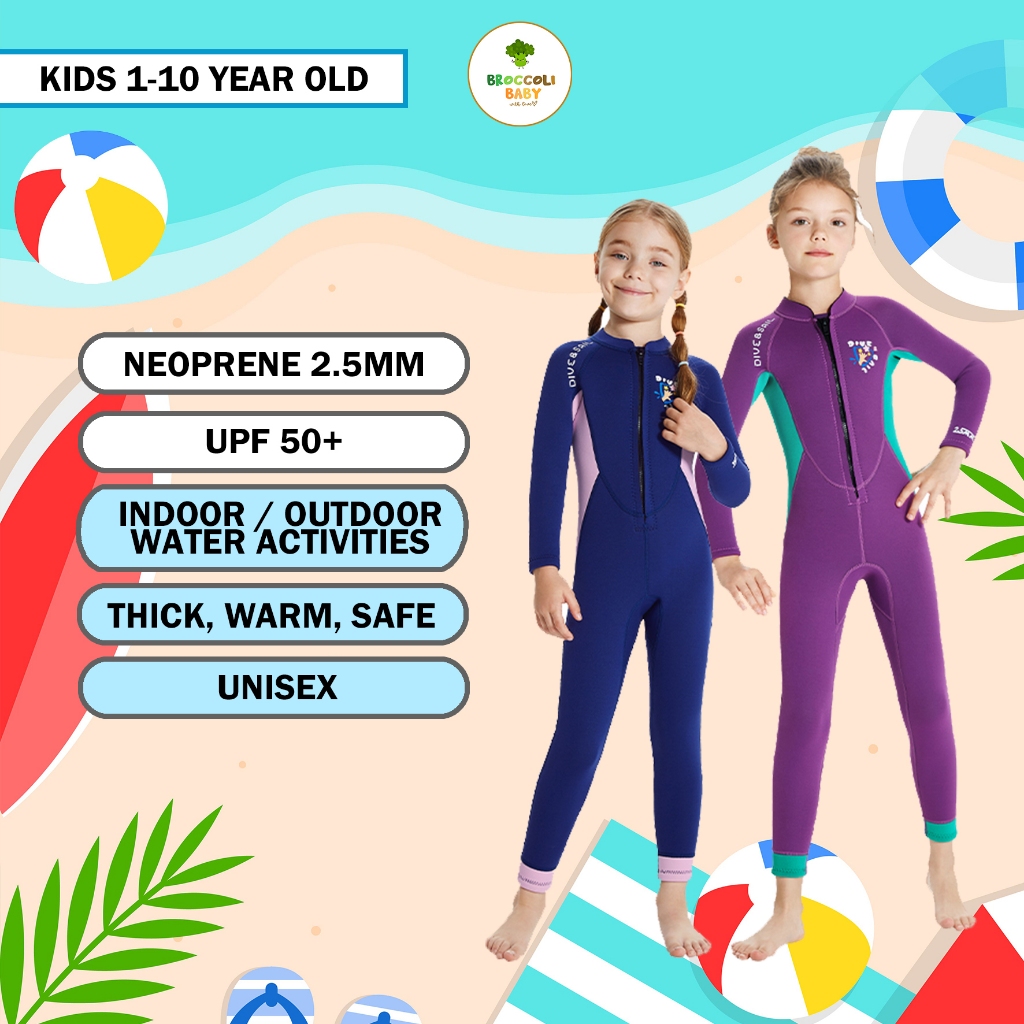 BROCCOLI BABY - BAJU RENANG DIVING SELAM NEOPRENE 2.5MM UPF 50+ ANAK