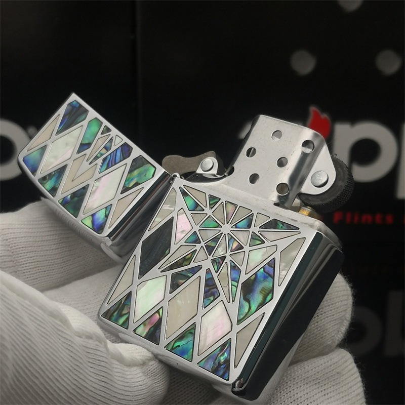 Korek Api Minyak Zippo Silver Shell Star Lighter TMSTORE