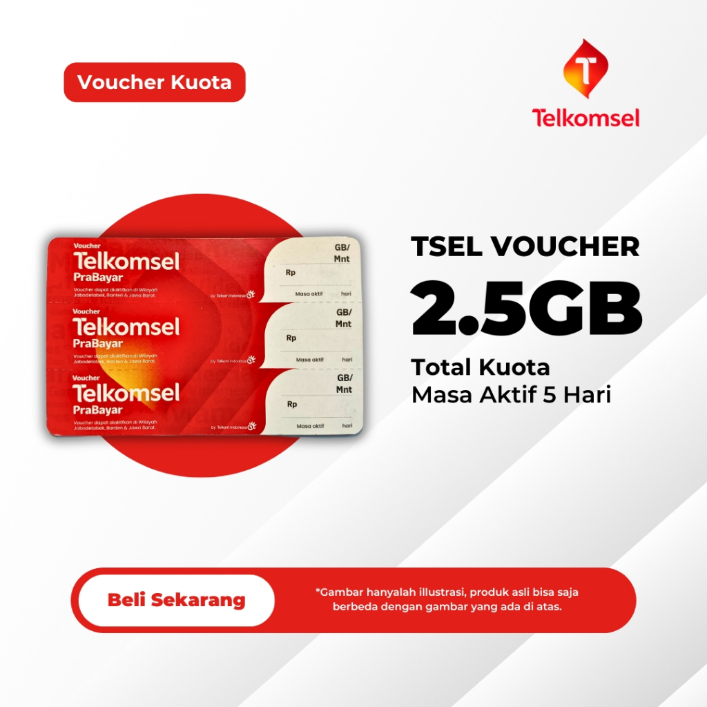 Voucher Kuota Internet Telkomsel 2,5GB 5 Hari JABAR
