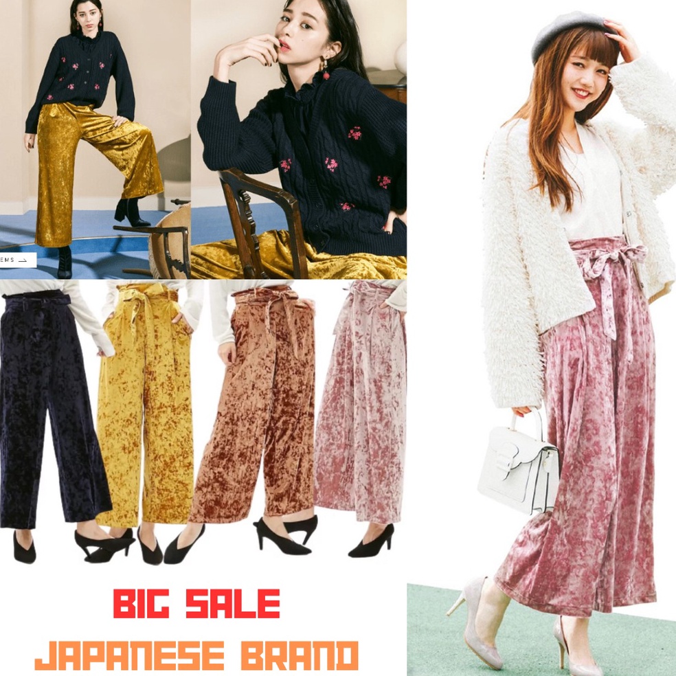 Terbaru GU Wmens Velvet WieLeg Pants 9