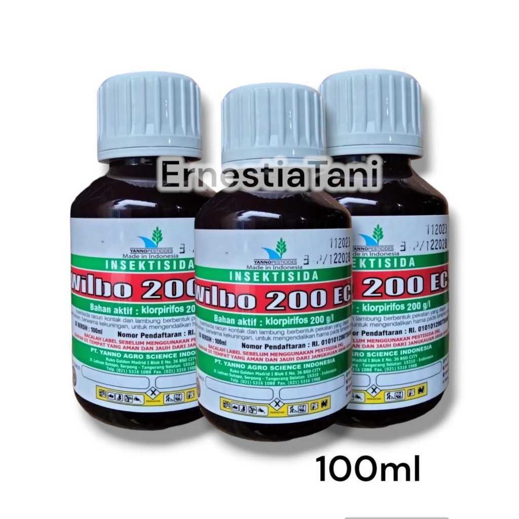 Wilbo 200EC 100ml Insektisida Klorpirifos 200g/l Mengendalikan Hama Ulat Grayak Yanno Agro Ronsha