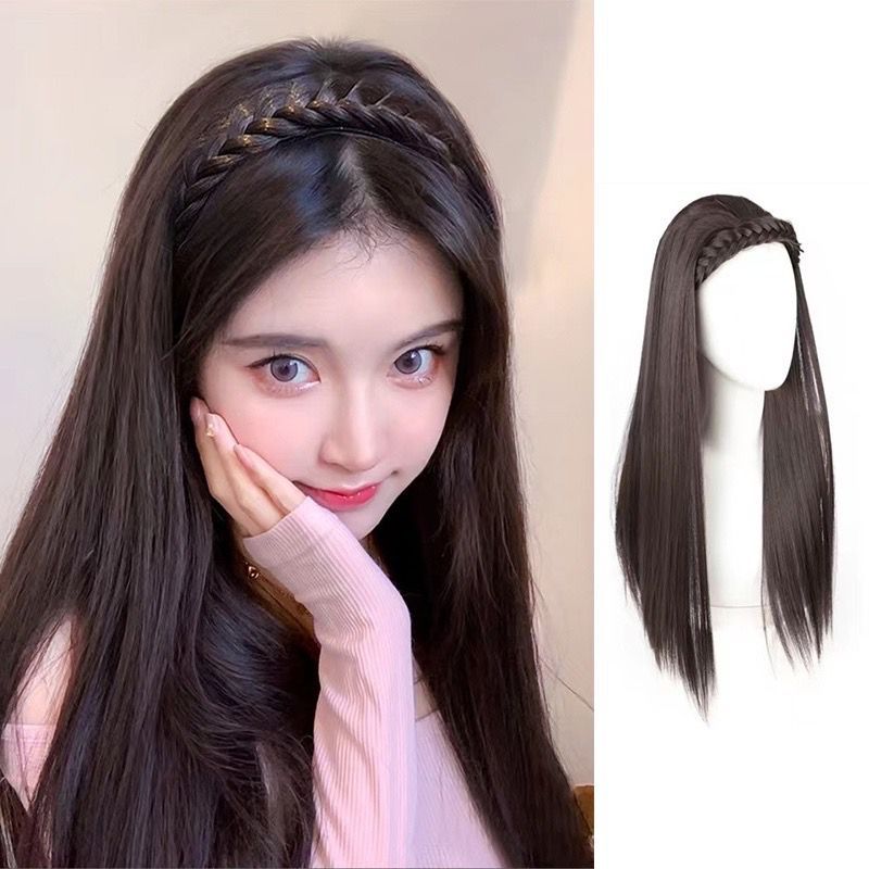 Wig lurus bando kepang wig. Wig bando kepang wig panjang wig smoothing