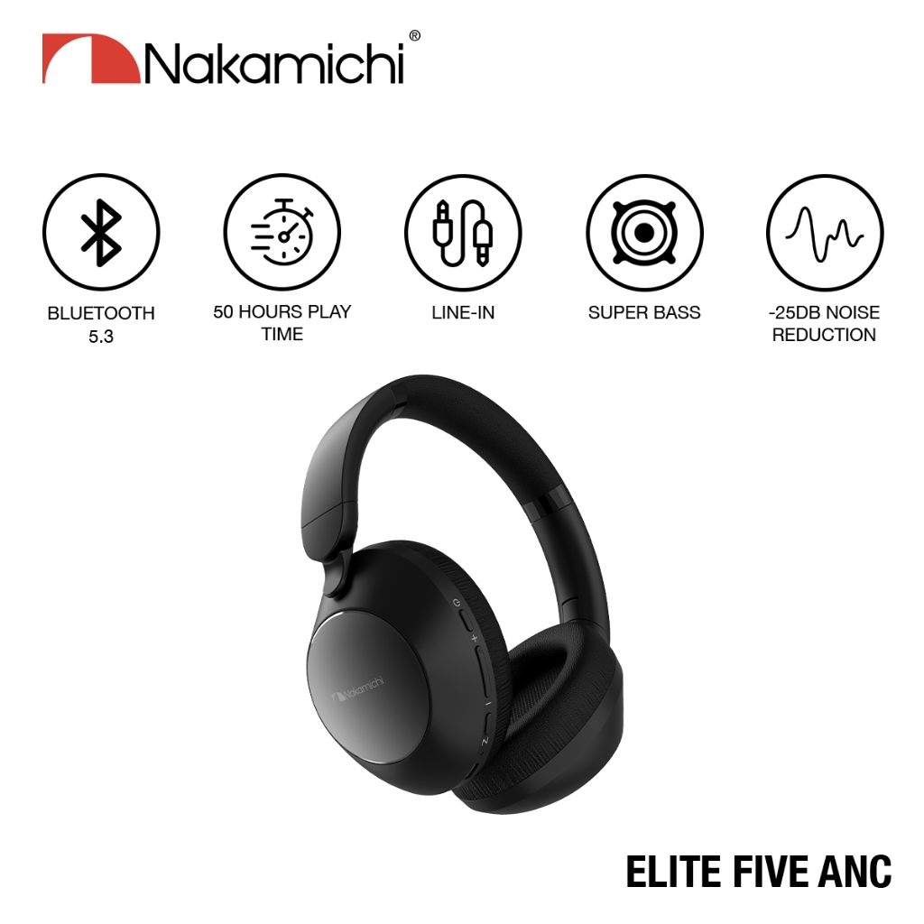 Nakamichi Elite Five Active Noise Cancelling Wireless Headphone ANC