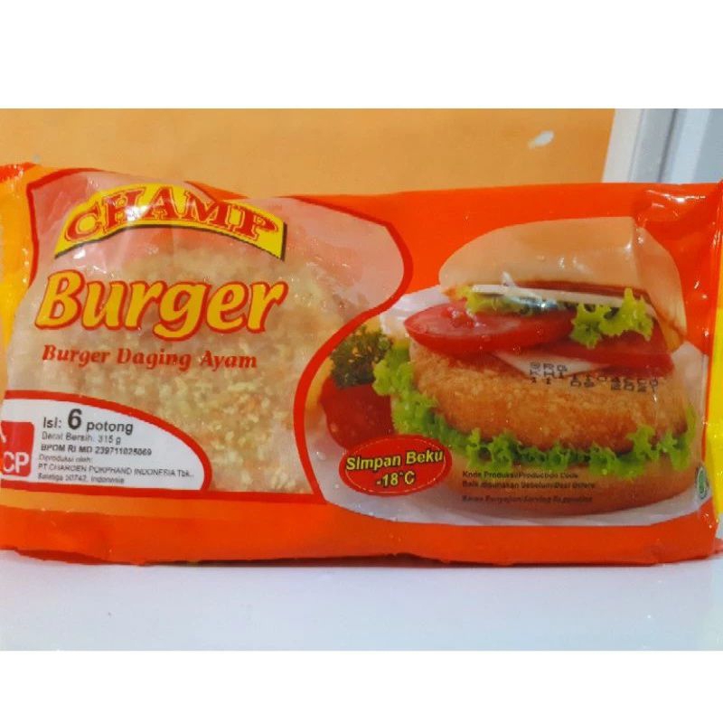 

champ burger ayam isi 6 pcs 315 gram