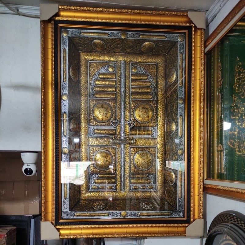 kaligrafi hiasan dinding pintu kabah ka'bah 3D timbul bahan resin fiber 77xx107