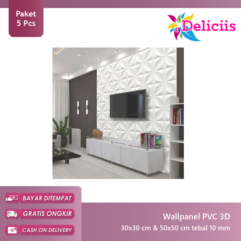 5 LEMBAR Wallpanel PVC / Wall Panel PVC 3D / Wallpaper Dinding Dekorasi / WallPanel 3D Dinding PVC