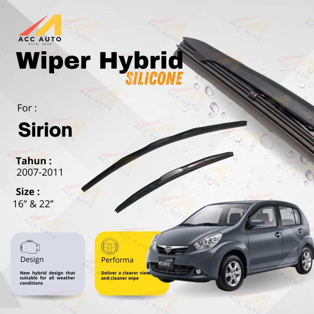 Wiper Frameless Mobil Daihatsu Sirion Karet Kaca Silicon Hybrid