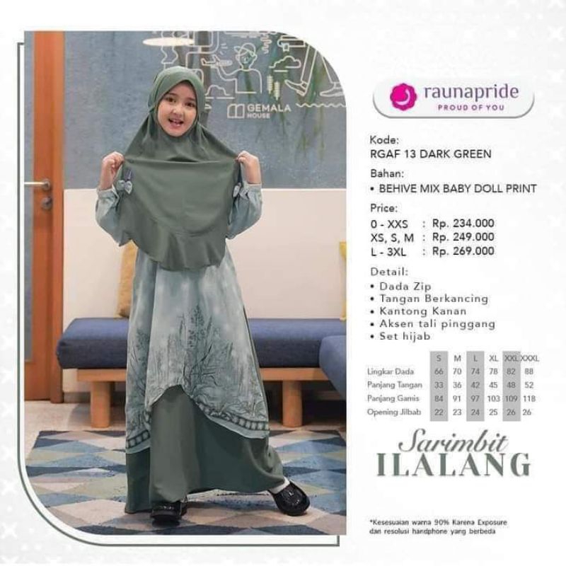 gamis rauna//RGAF dark green ready stok