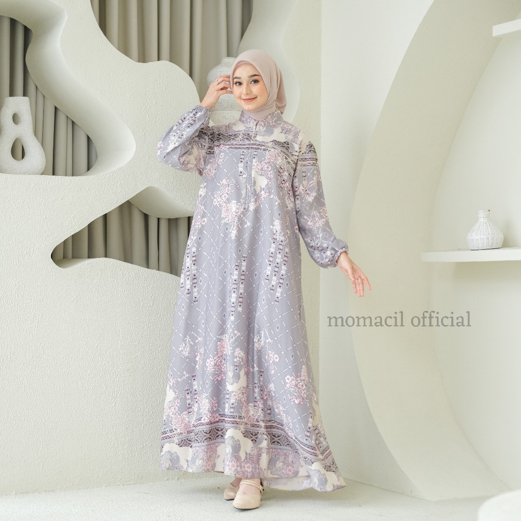 MOMACIL  FAIRUZ GAMIS RAYA DRESS MUSLIM MAXMARA LUX PRINT PREMIUM