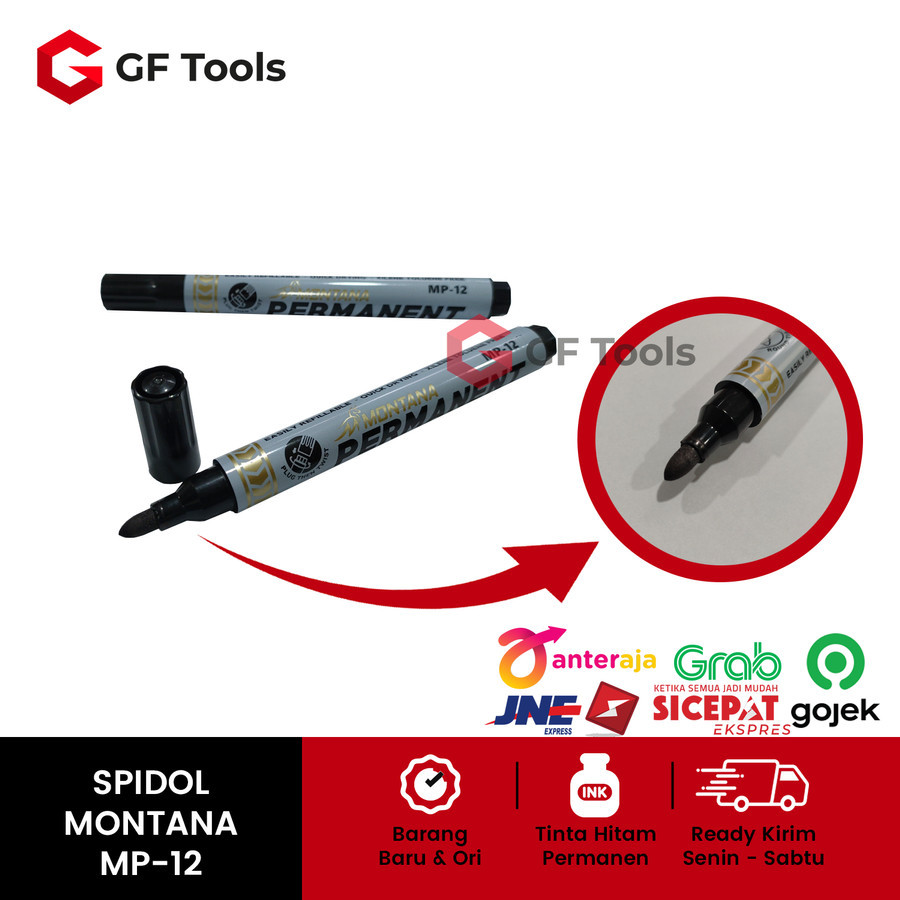 

Spidol Permanen Hitam Montana MP-12 Permanent Marker Lusinan / Eceran