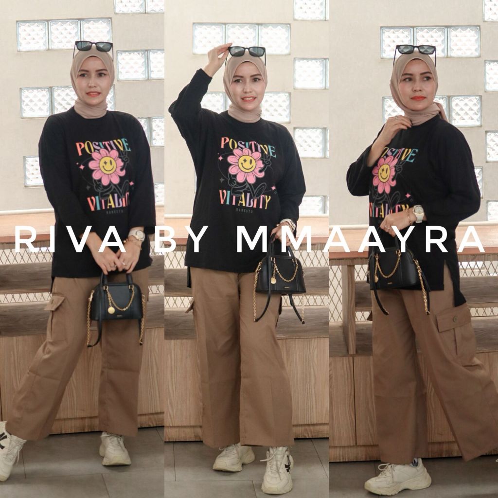 Mmaayra - Riva By Mmaayra Atasan Kaos Oversize Celana Cargo