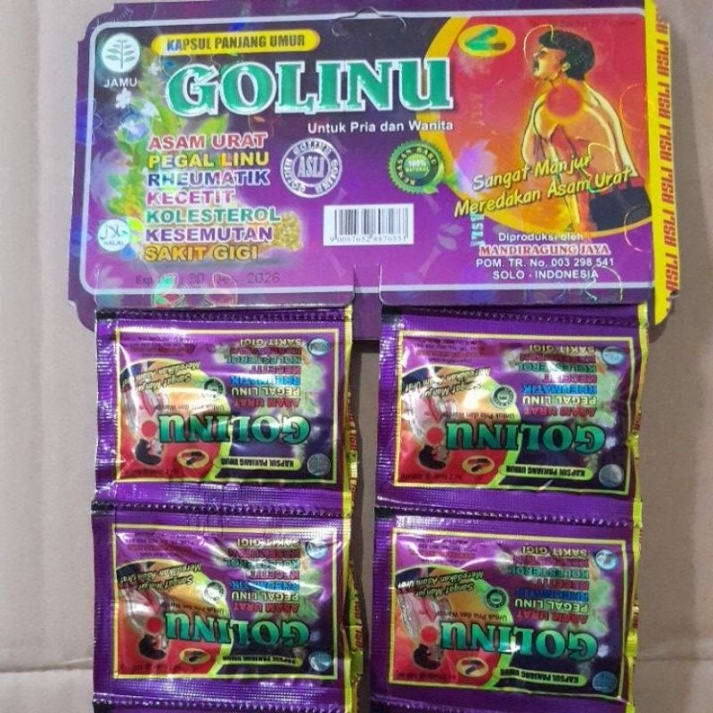 GOLINU GO LINU KAPSUL PANJANG UMUR JAMU HERBAL ASAM URAT REMATIK NYERI SENDI PENGAPURAN TULANG