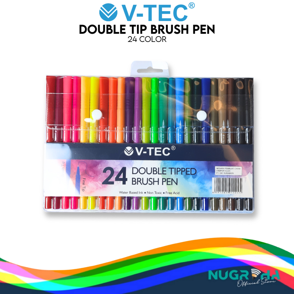 

Color Brush Pen 2 Ujung Pena KuasV-tec 12 24 Warna