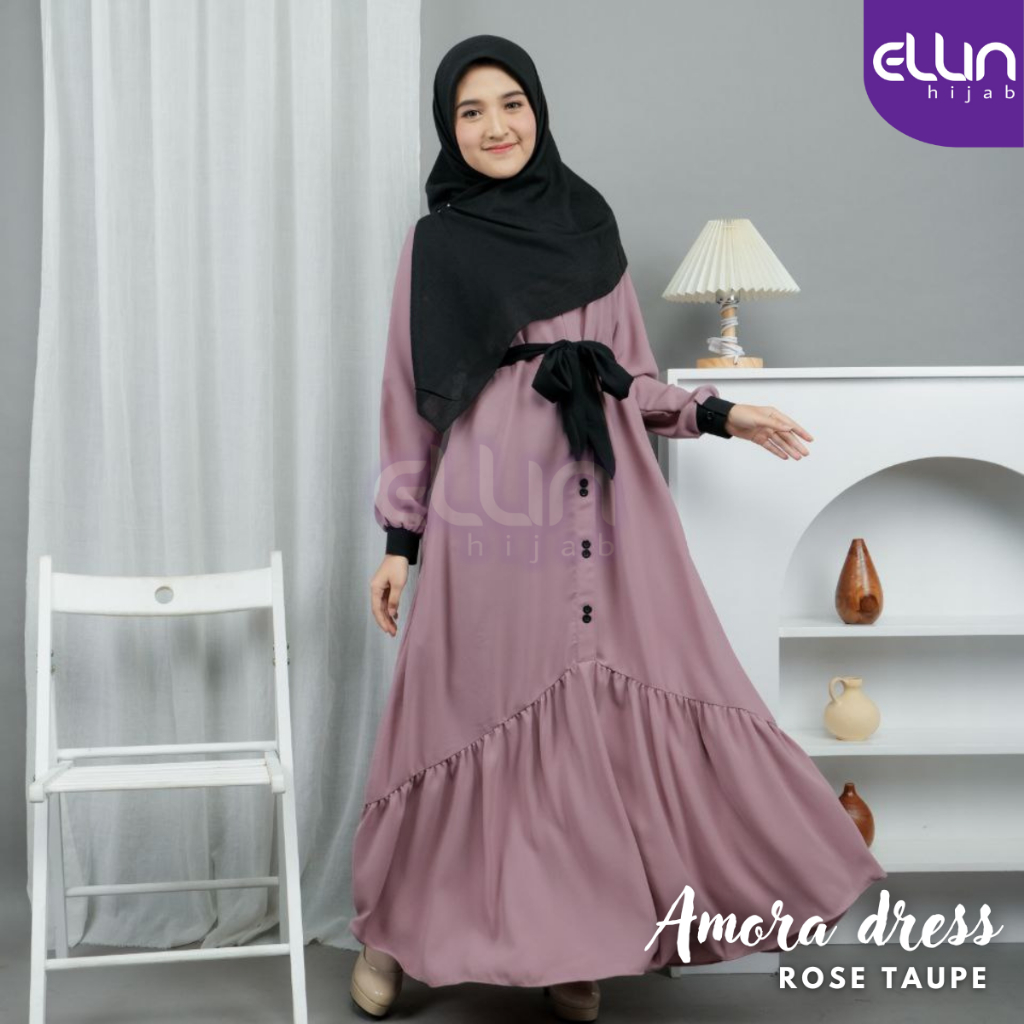 Ellin Hijab Amora Dress Gamis Wanita Busui Friendly