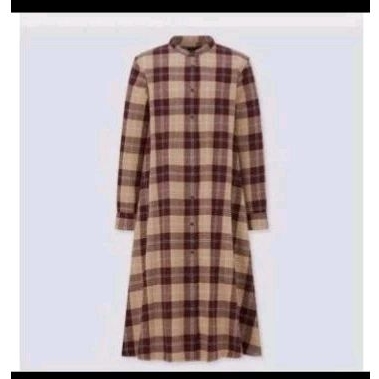 UNIQLO ORI Midi Dress Polos Spandex Merah Red Gray Abu Hitam Black Katun Maxi Dress Flanel