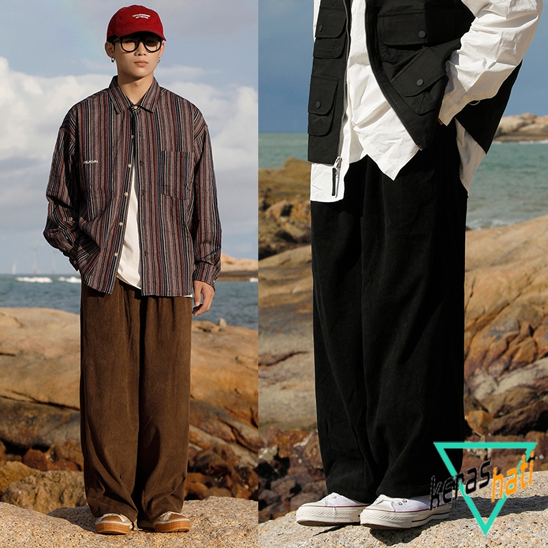 Celana corduroy pria baggy pants pria corduroy pants pria dewasa loose pants celana corduroy panjang