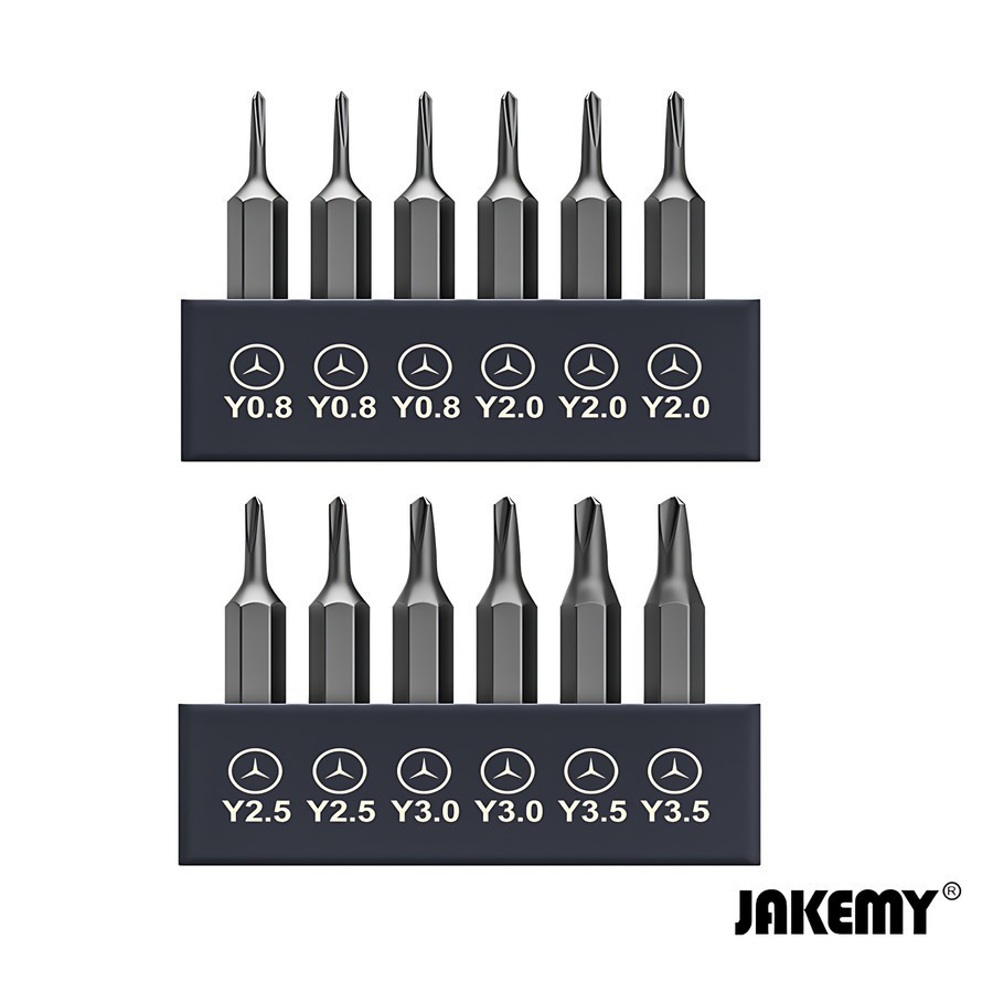 Jakemy JM-Type 6 12pcs Bits Mata Obeng Y Set Kualitas CRV H4*28MM