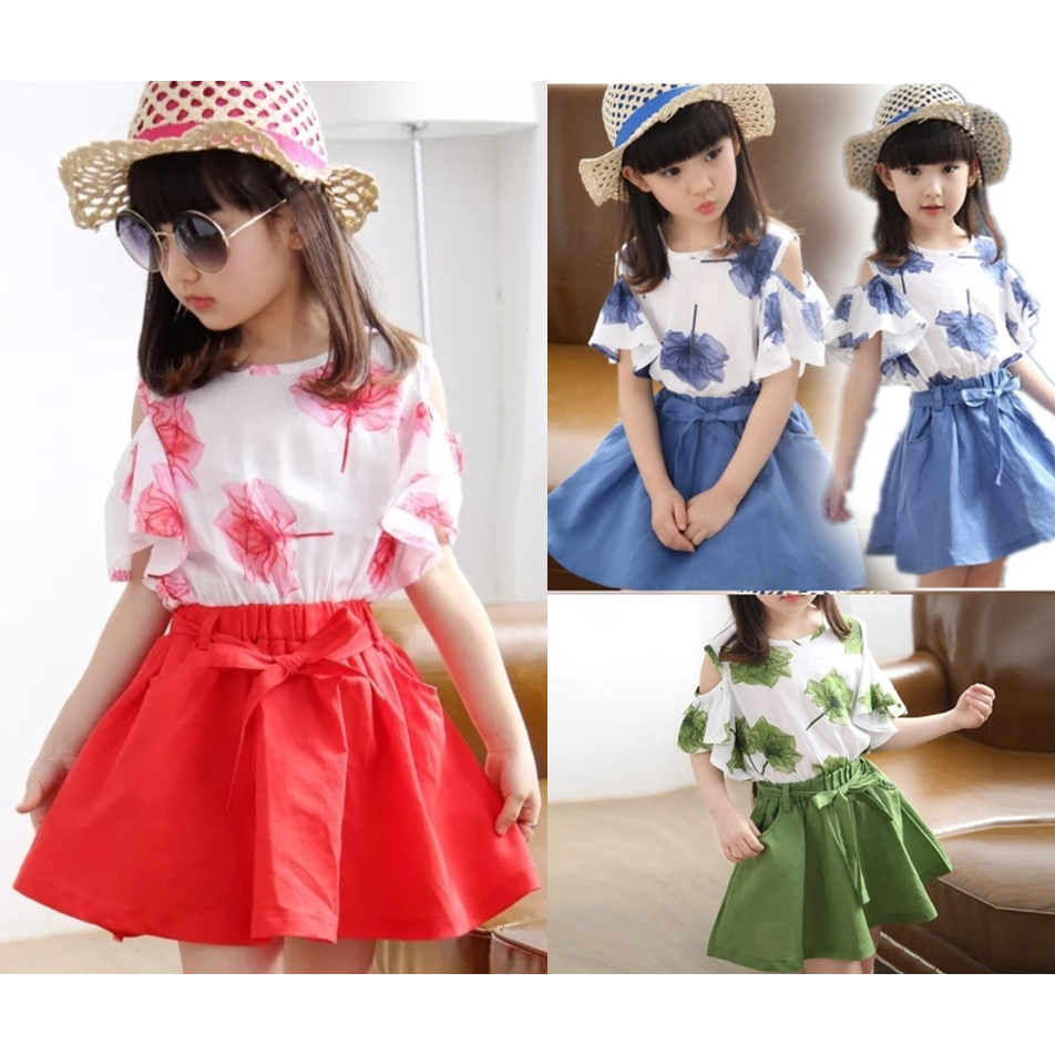 BAJU SETELAN ATASAN ROK DRESS ANAK PEREMPUAN CEWEK 5 6 7 8 TAHUN PREMIUM KOREAN STYLE KEKINIAN ST KI