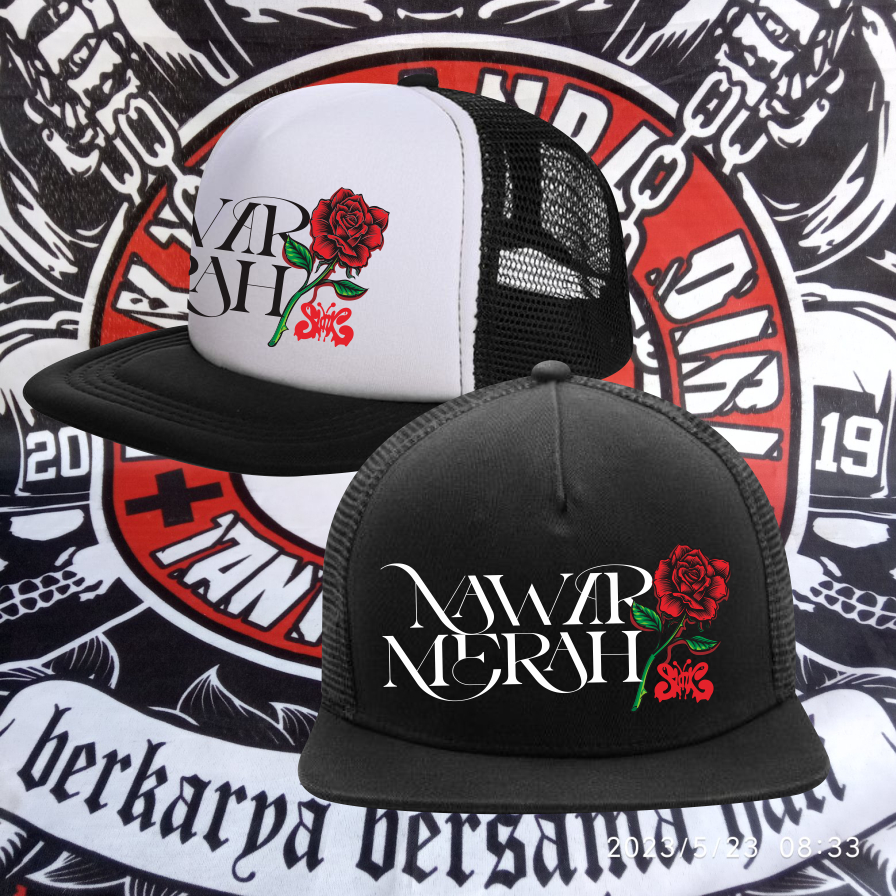 Topi slank snapback- mawar merah  - topi jaring - topi slank - original kamar distro