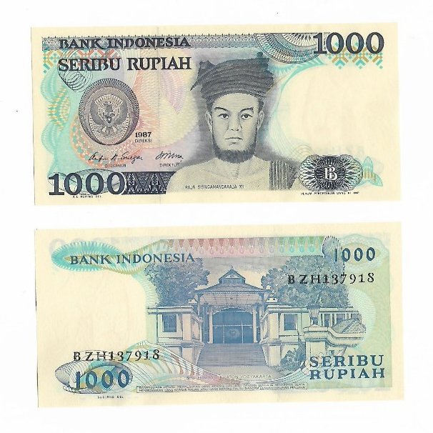 Uang kuno Indonesia 1000 Rupiah 1987 Seri Sisingamangaraja UNC