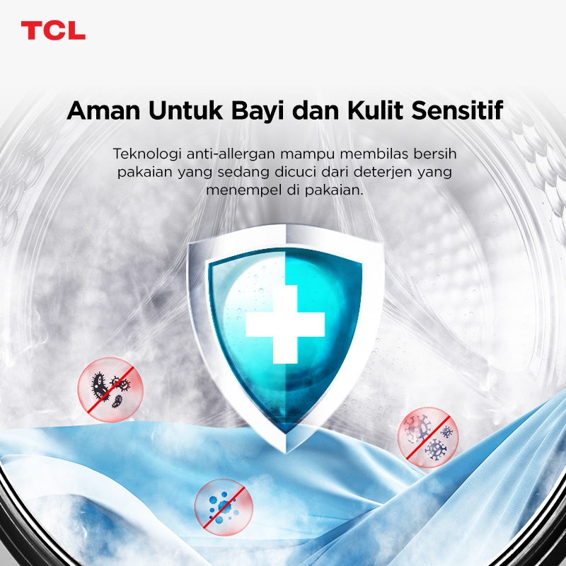 TCL MESIN CUCI FRONT LOADING 7 KG - Honeycomb Crystal Drum – Drum Clean -  16 Wash Program – Hijab Mode/Sport Mode – Super Quick (Model: TWF75-10S)