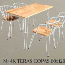 Meja Makan Kaki Besi + 4 Kursi Copas