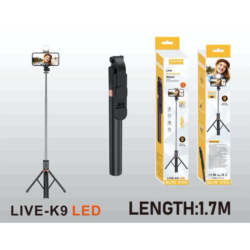 TONGSIS BLUETOOTH K9 LED ( PANJANG 1,7 METER ) TRIPOD LED TONGSIS