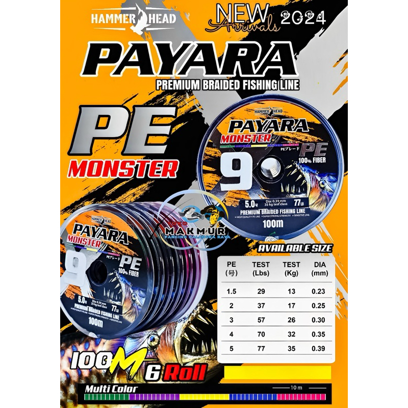 PE Payara Monster X9 Multi Color ( 100% PE Fiber Connecting )