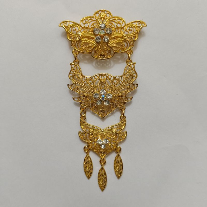 jewelry36 Kalung & Bros Pin Brooch Susun Adat Kebaya KutuBaru Kuning Putih Permata Polos Hijab Pesta