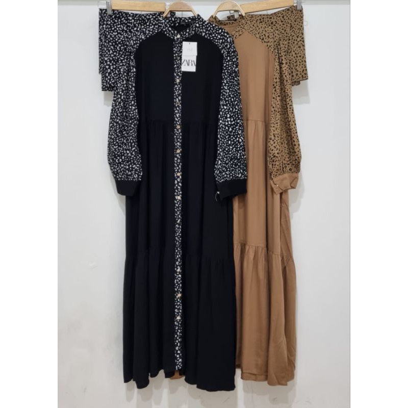 Gamis wanita Zra free hijab kncing macan tutul katun rayon Jf
