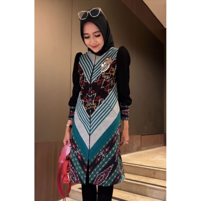 tunik tenun wanita fashion wanita tenun ethnik baju tenun Jepara tunik jumbo