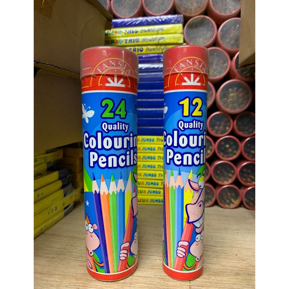 

el baru pensil warna fantasia tin bulat case 12 atau 24 warna sisa export water color THN