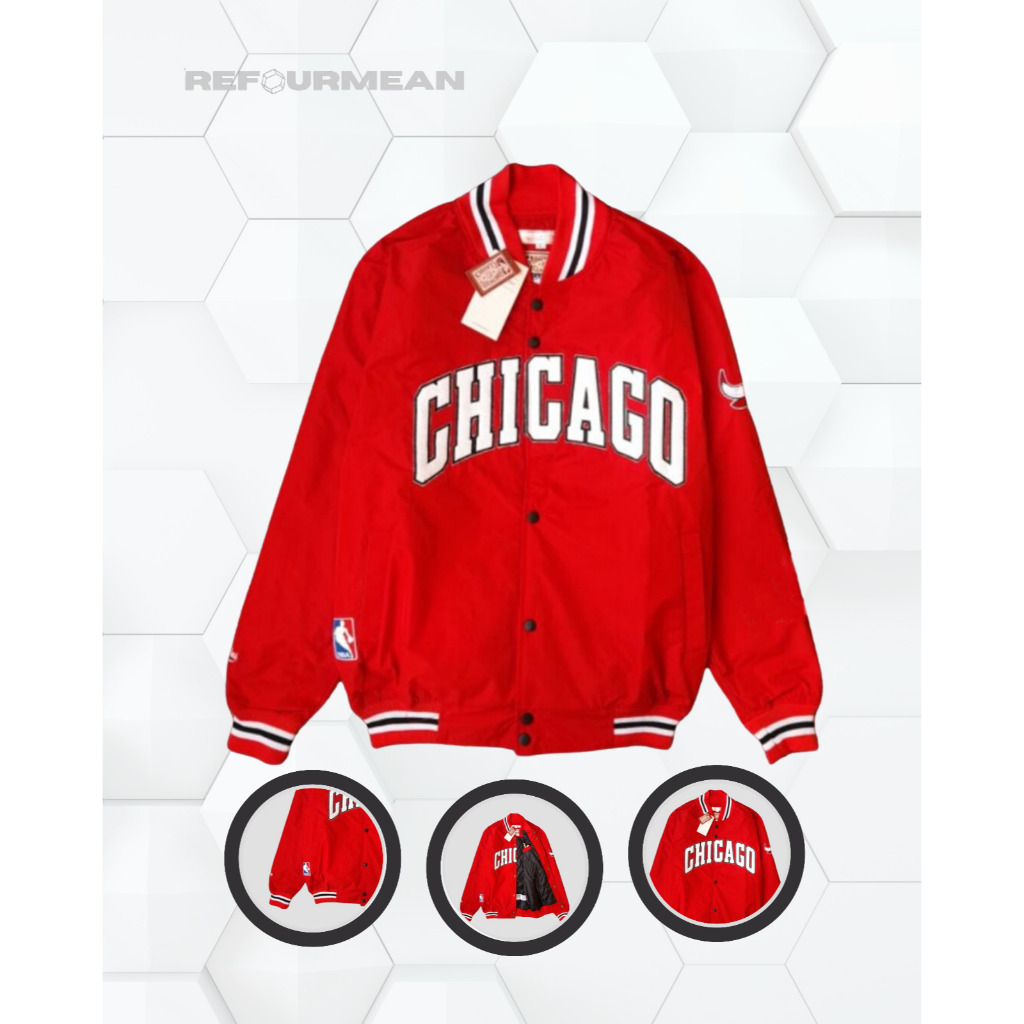 REFOURMEAN Jaket Chicago Bulls  Varsity NBA Basketball Series