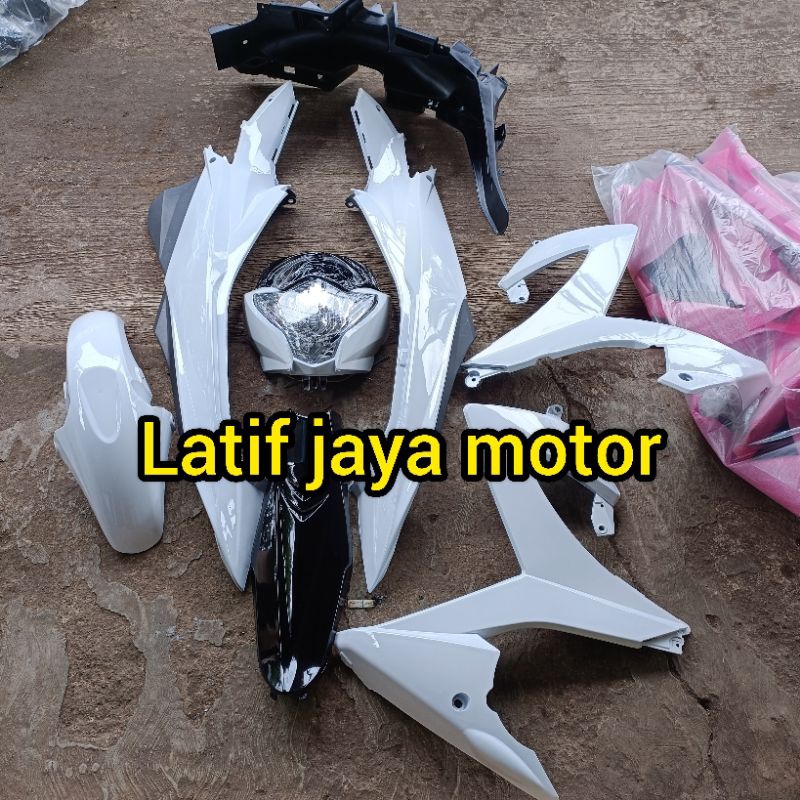 cover body bodi full set satria Fu facelif putih 2013 2014