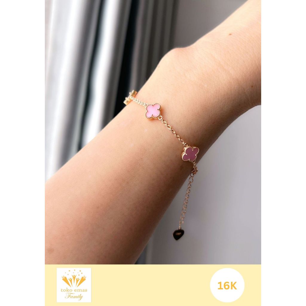 Gelang Emas Kadar 700 (16K) 750 (17K) Model VC Clover Berat 1 - 5 Gram an