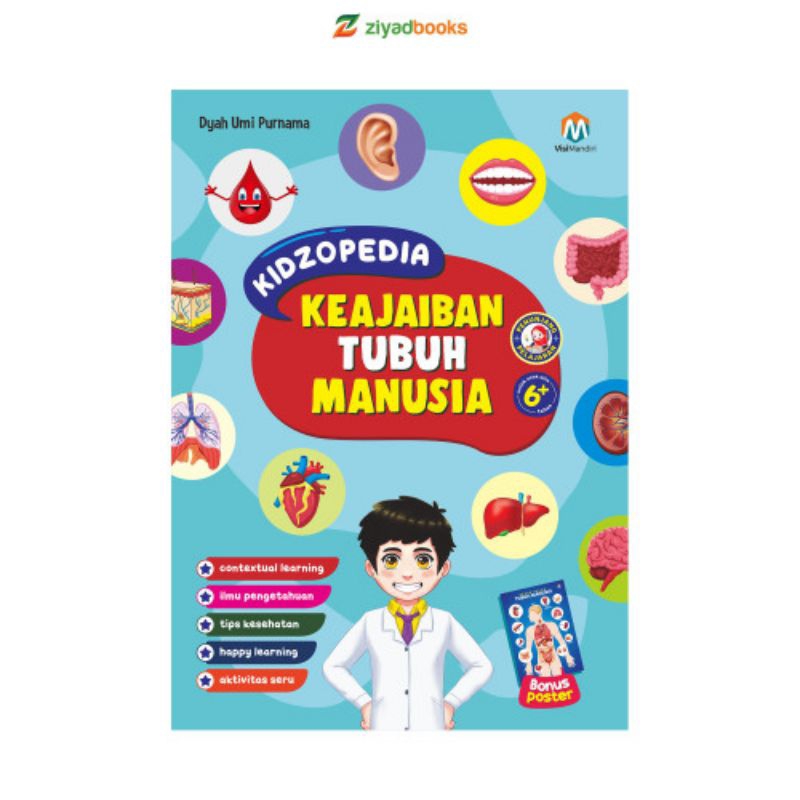 (KIBLATBuku) Kidzopedia Tubuh Manusia Hardcover Bonus Poster. Ensiklopedia Ziyadbooks