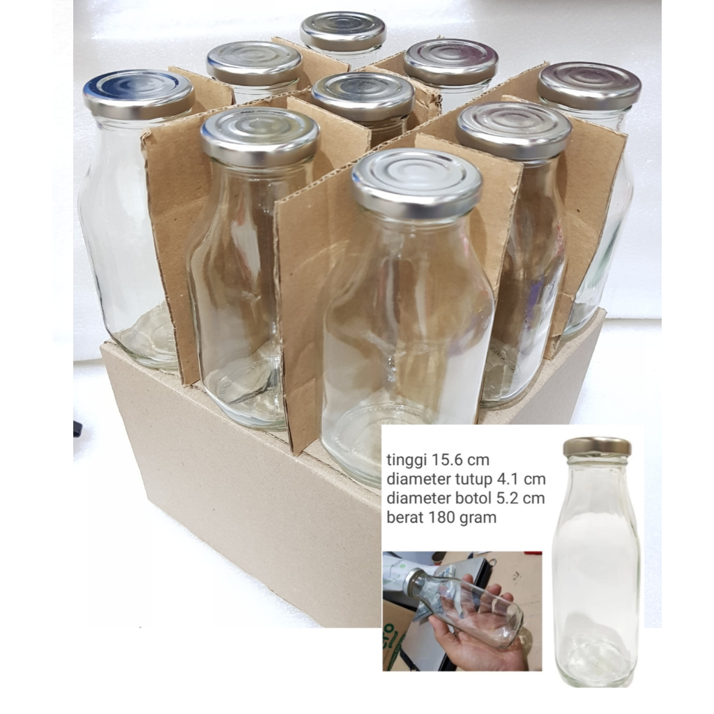 9 ( SEMBILAN) 330ML JUS KACA TUTUP SILVER / BOTOL JUS KACA 330 ML / JUS 250 ML TUTUP SILVER / JUS 25