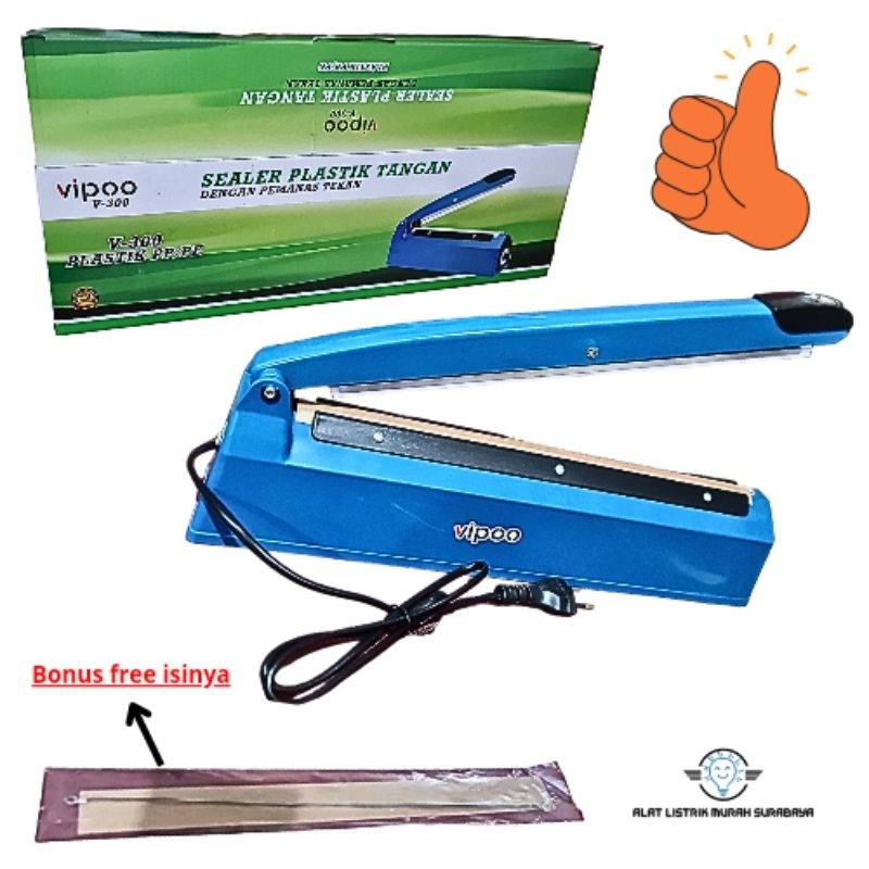Mesin Press Perekat Plastik/impulse Sealer Vipoo V-300, Ukuran 30cm