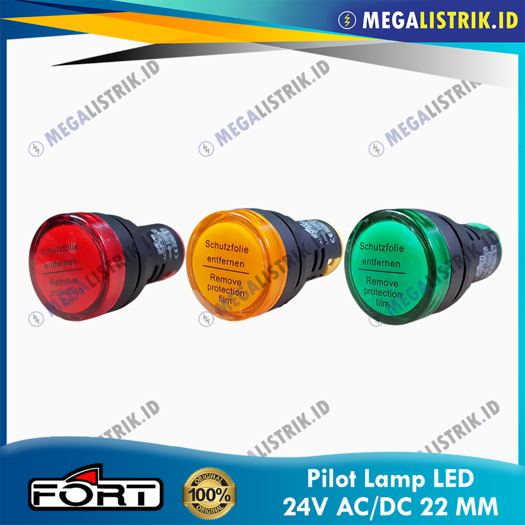 FORT PILOT LAMP LED 22MM 24V AC/DC / LAMPU KONTROL PANEL LED 22 MM 24 VOLT AC / DC MERAH / KUNING / 