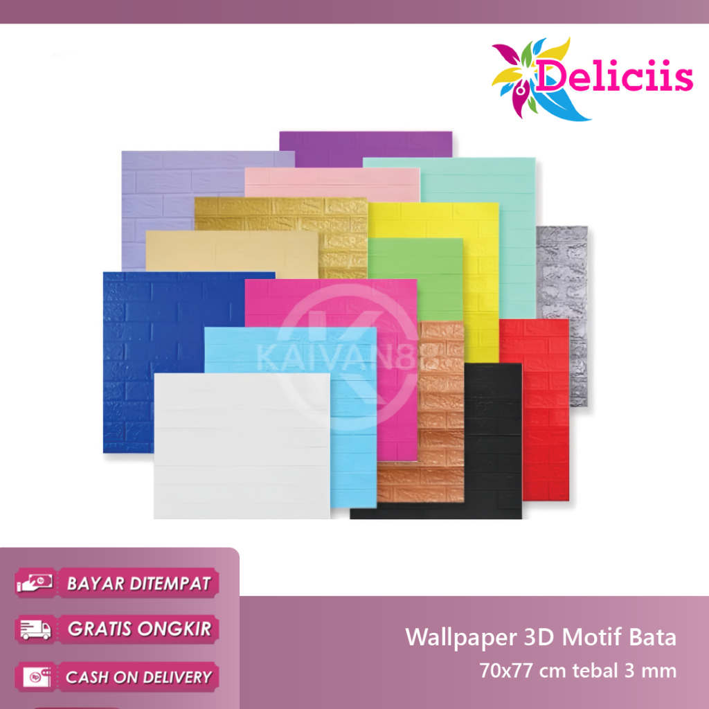 Wallpaper Bata 3D Foam 70x77cm BrickFoam Premium Warna