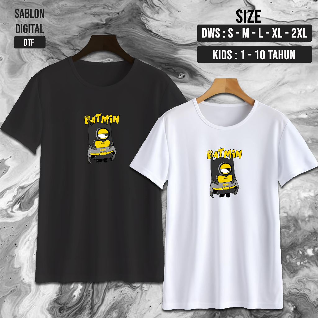 NW0271 Kaos BATMIN / Kaos MINION / kaos BATMAN MINION FAMILY / Baju Kaos Oblong / Baju Anak / Kaos D