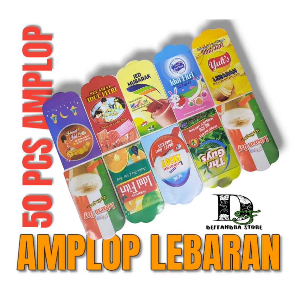 

AMPLOP LEBARAN 2025 MOTIF SNACK 1PACK ISI 50LEMBAR SNACK JAJANAN ATM UANG GLOSSY