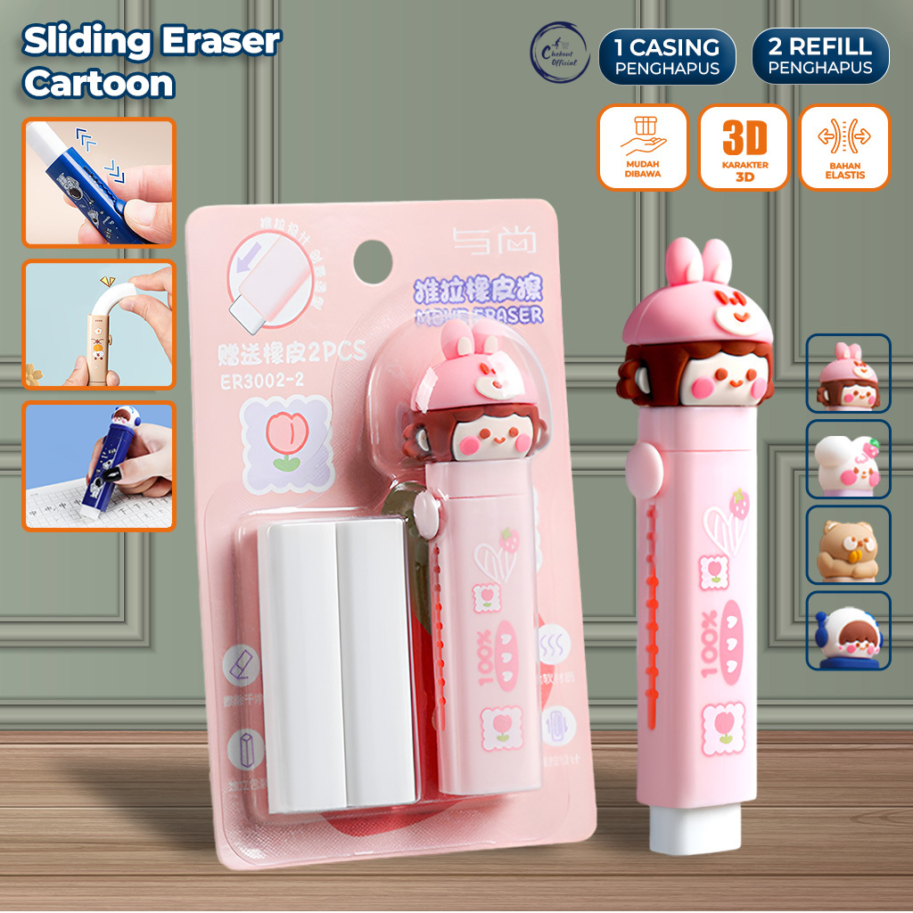 

Penghapus Pensil Mekanik Free 2PCS Refill Penghapus Karakter Kartun 3D Sliding Eraser Mechanical Eraser Perlengkapan Sekolah Anak