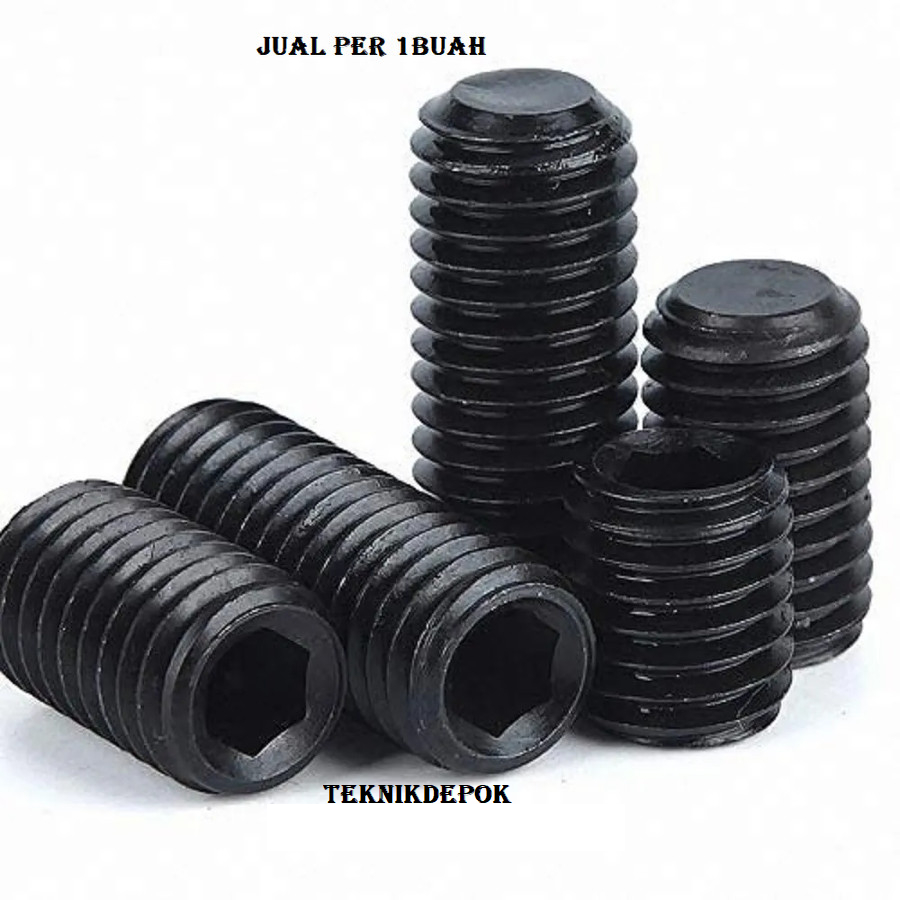 Baut Tanpa Kepala M 8 x 8 mm Baut Headless Kunci L Set Counter Hitam Baut L Set Tanam m 8 Panjang 8 