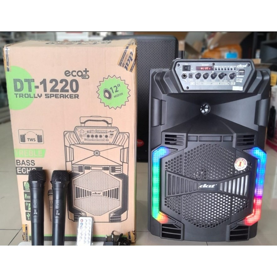 SPEAKER PORTABLE DAT DT 1220 ECO / DT-1220 ECO / DT1220 ECO 12 INCH LED LIGHT GARANSI RESMI DAT