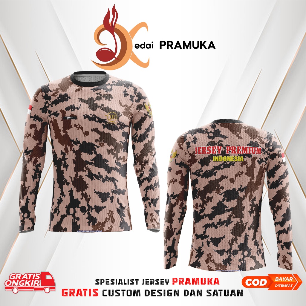 BAJU PRAMUKA LORENG OUTDOOR FREE DESAIN